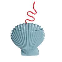 Summer Beach Party Cups Seashell Shaped Drinking Cups With Straws