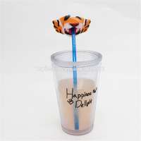 animal face decoration funny hard plastic drinking straw for party