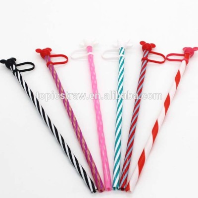 Quality Reusable Plastic Striped Drinking Straws- Multicolour / Transparent