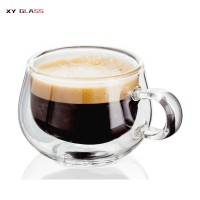 Premium quality personalized printed double wall pyrex glass coffee cup