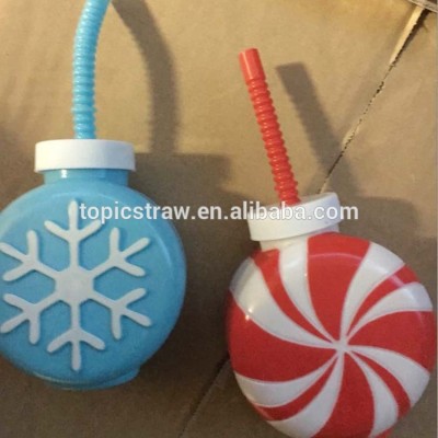 kids funny shaped Christmas drinking bottles with straw