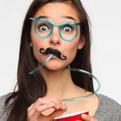 party fake glasses drinking straw with moustache