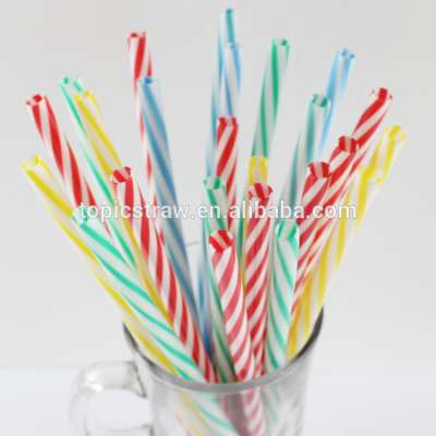 Striped Color Blue Plastic Cocktail Straws Packing With Opp Bag Reusable Plastic Straws