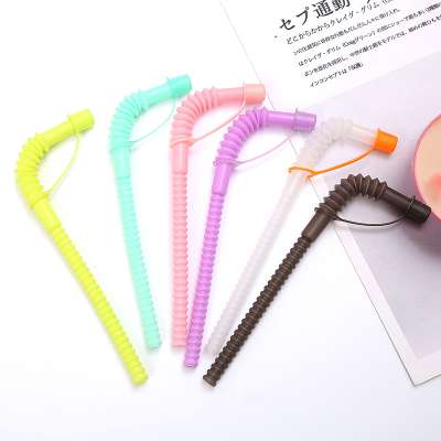 wholesale long flexible whistle drinking straw with cap