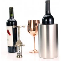 Modern Metal Wine Bottle Cooler Chiller Bucket Double Wall Insulated Stainless Steel No Ice Needed